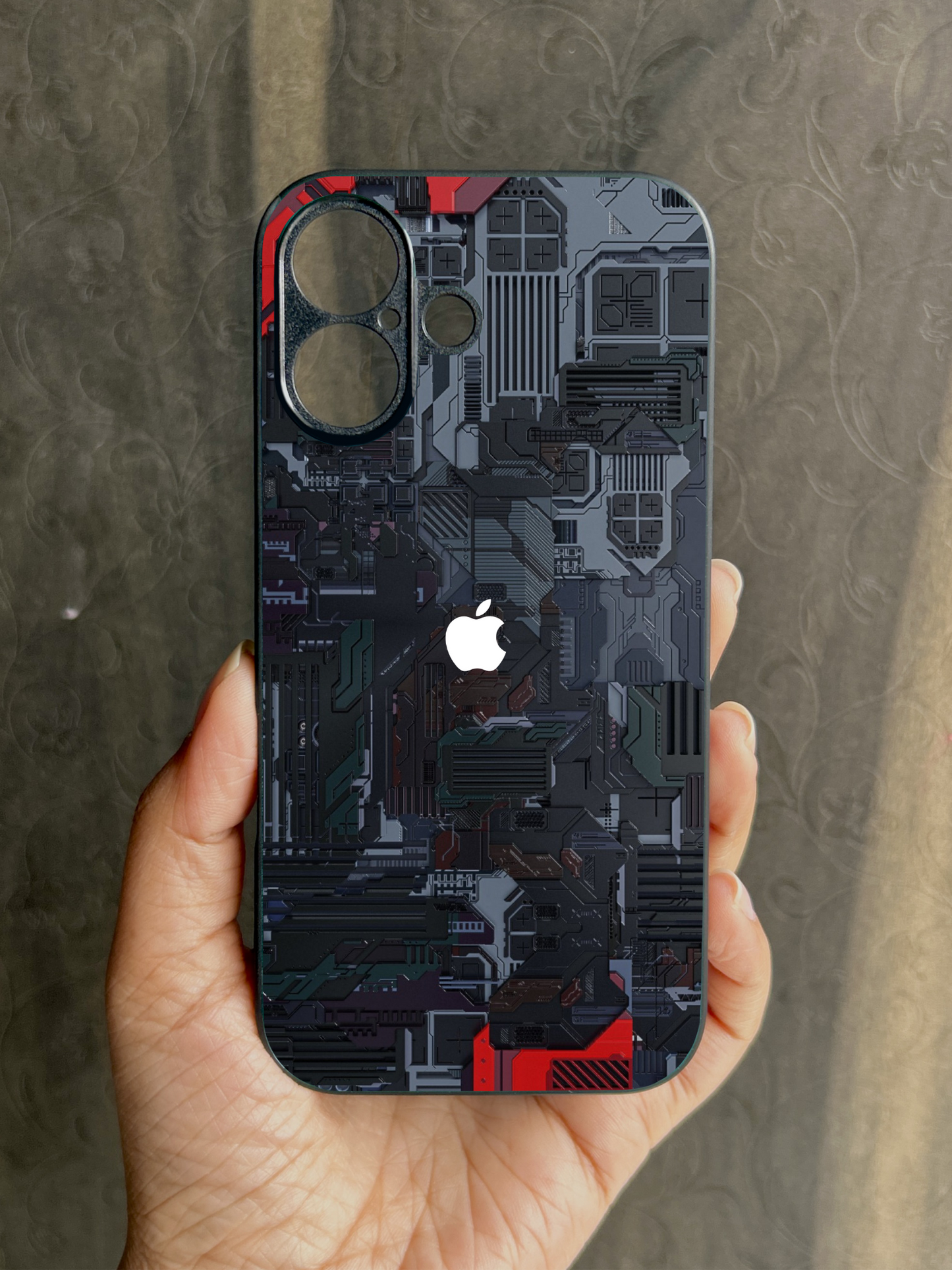 Circuit Crush Glossy Metal Back Case for Apple Iphone 16