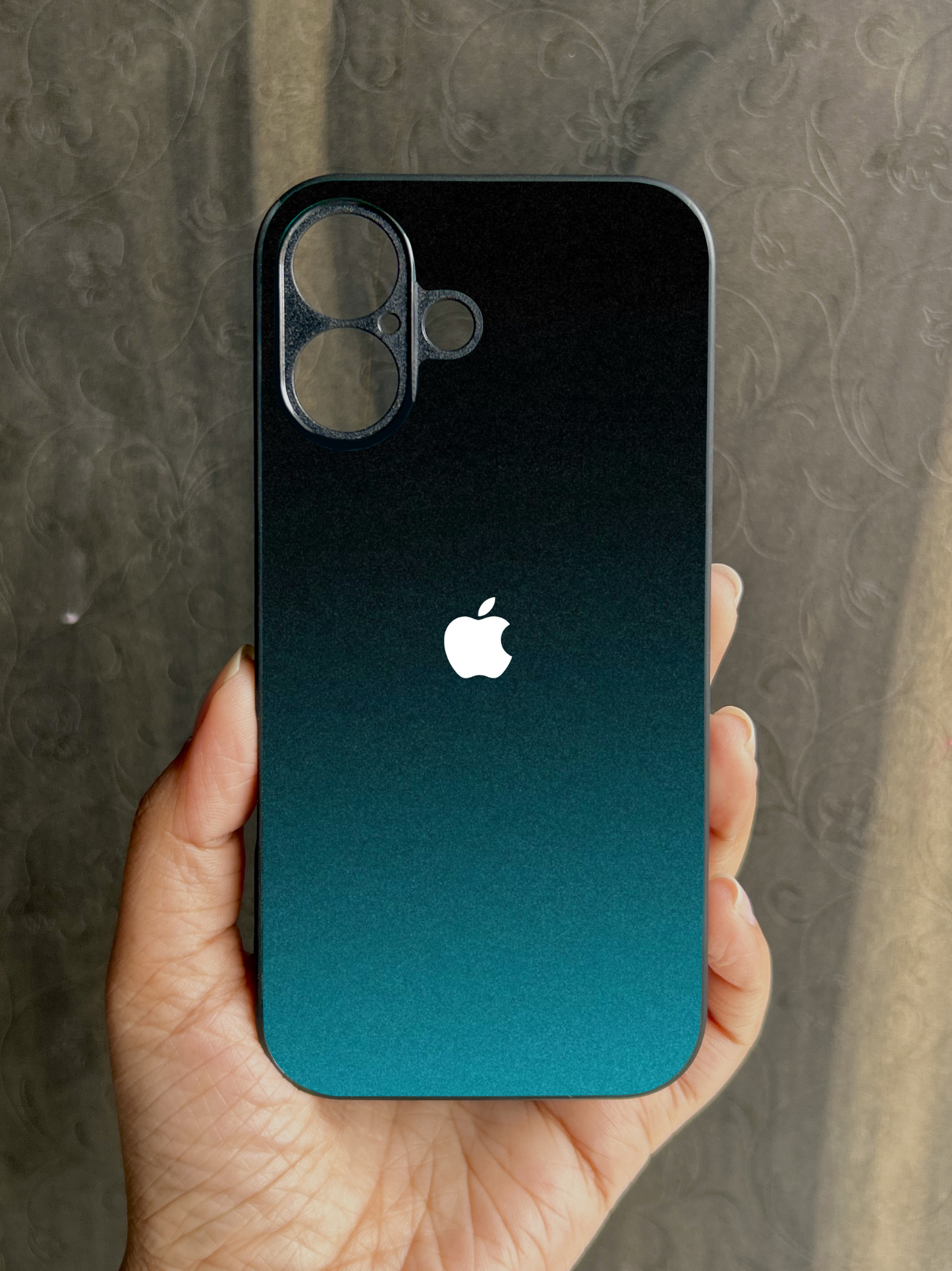 Midnight Teal Glossy Metal Back Case for Apple Iphone 16