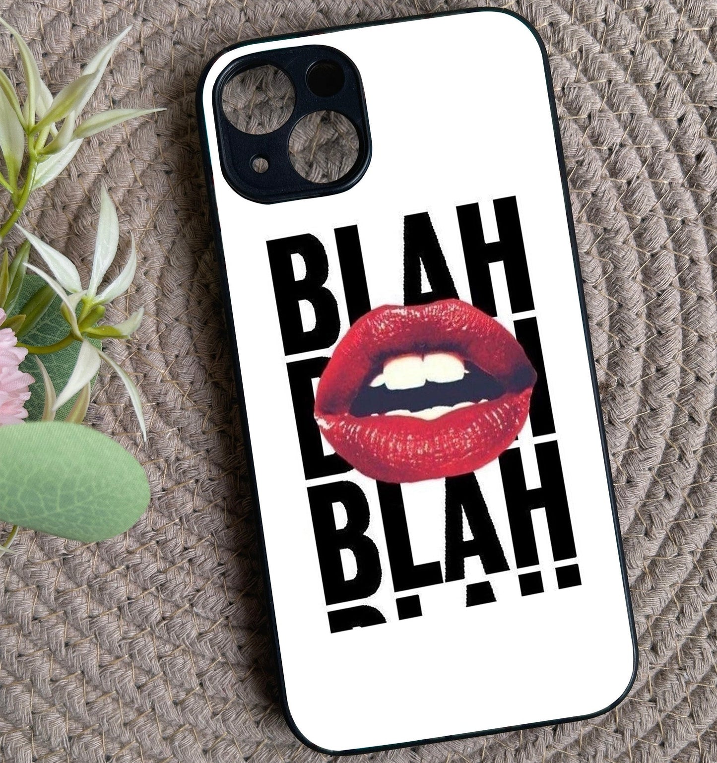 Blah Blah' Glossy Metal Back Case for Apple Iphone 14 Plus