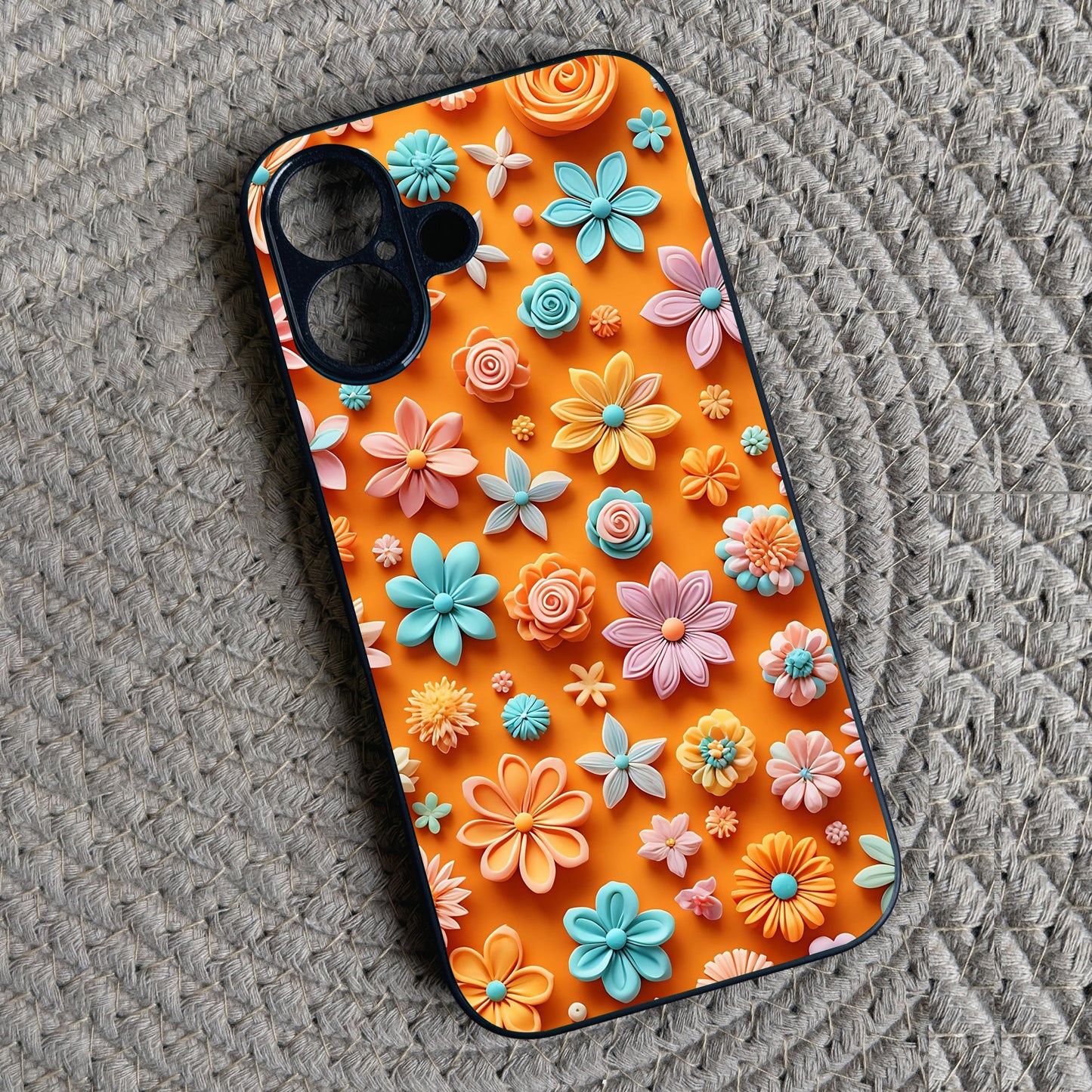 Orange Bloom Metal Back Case for Apple Iphone 16