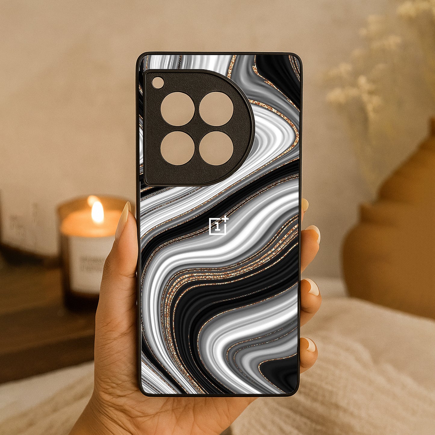 Molten Marble Metal Back Case for OnePlus 12R