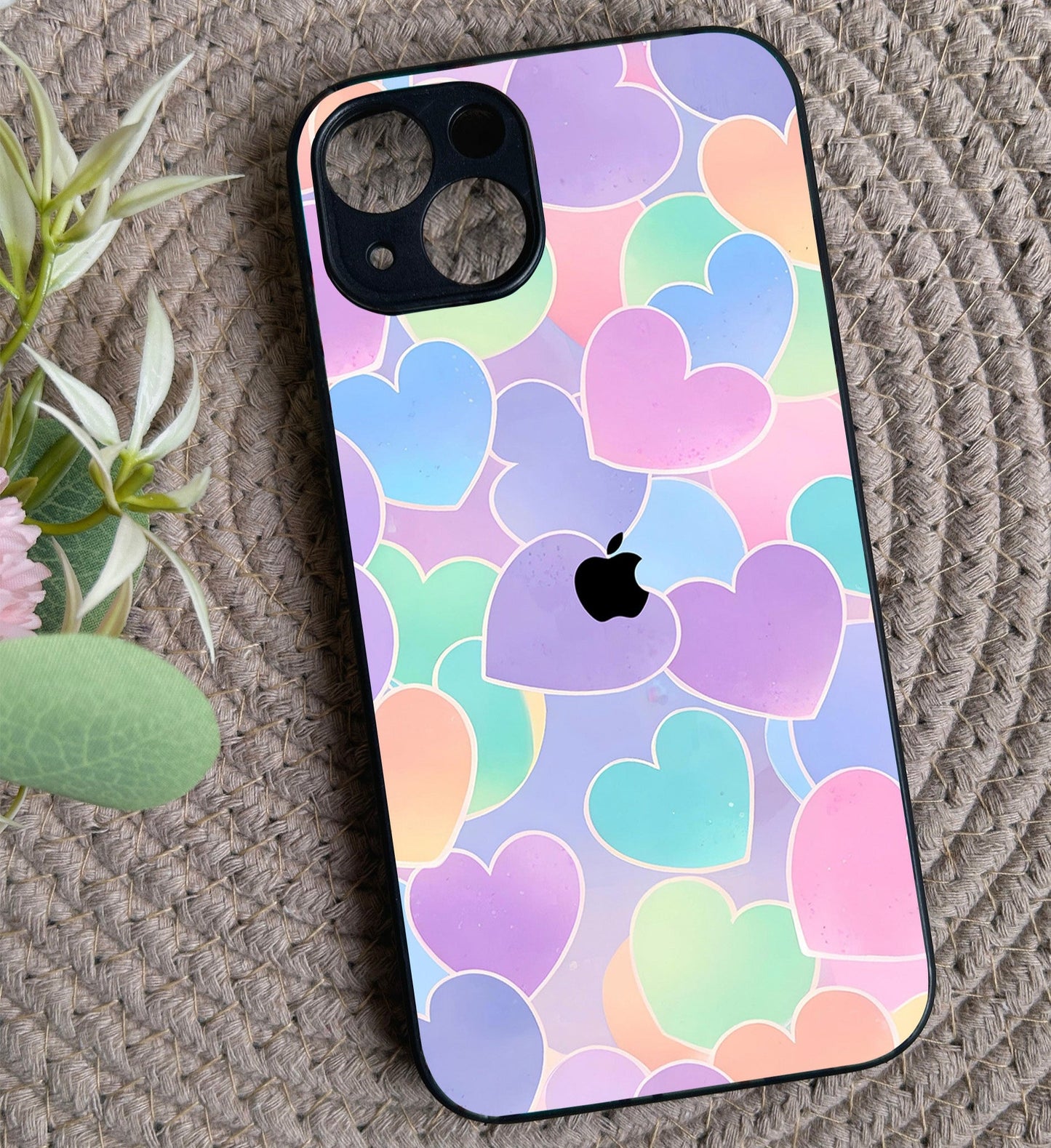 Pastel Hearts Glossy Metal Back Case for Apple Iphone 13