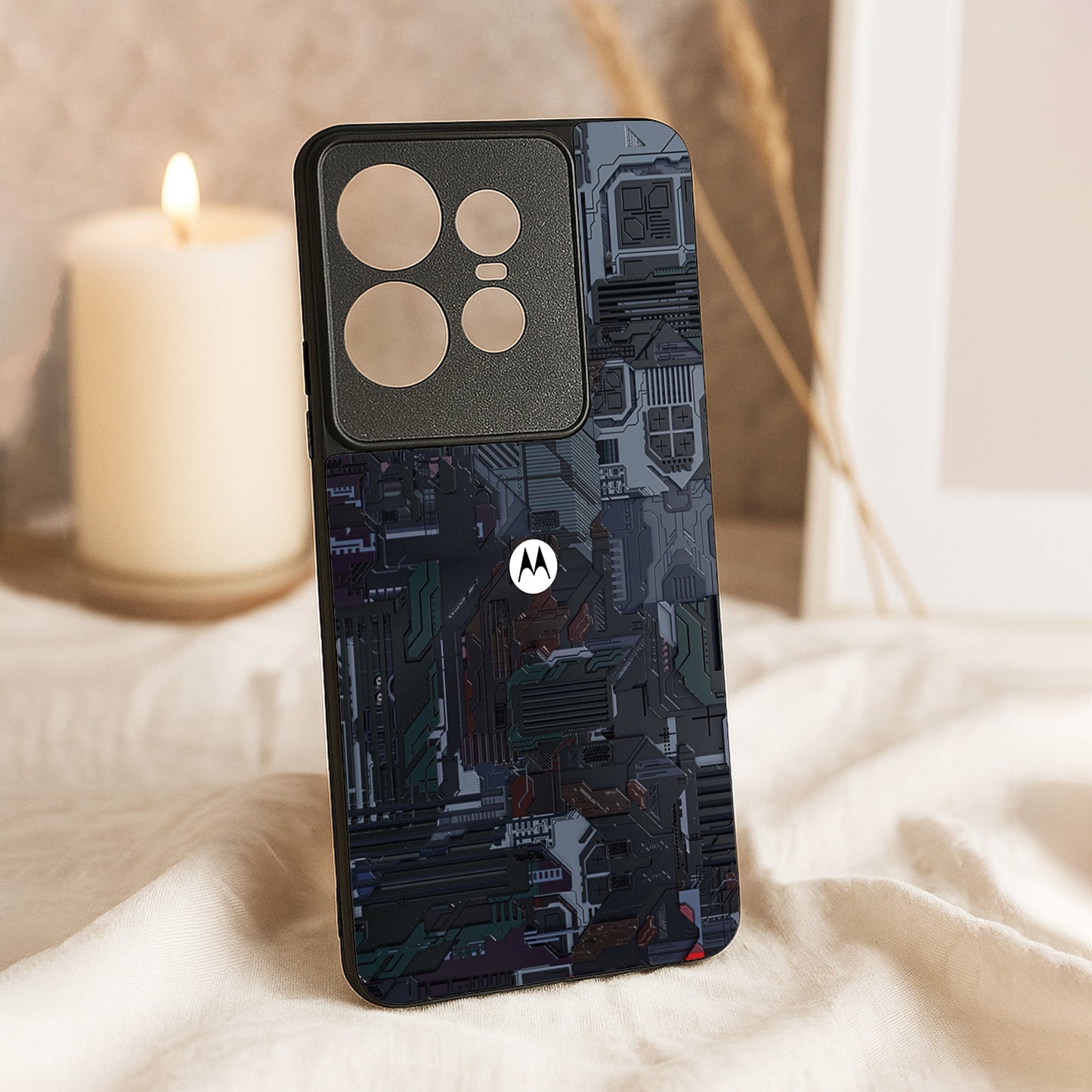 Circuit Crush Metal Back Case for Moto Edge 50 pro