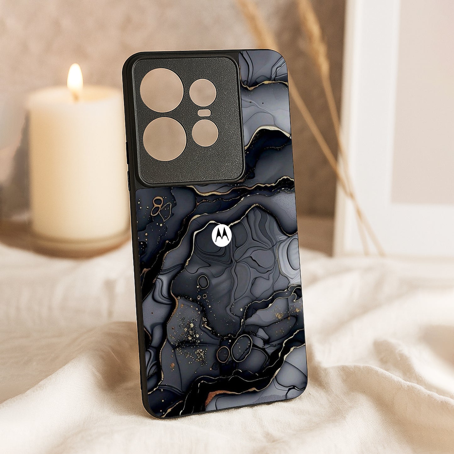 Dark Luxe Metal Back Case for Moto Edge 50 pro