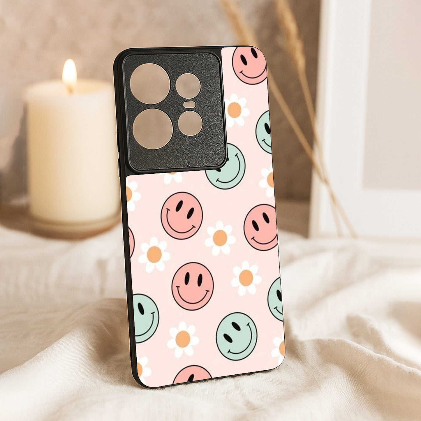 Cute Smiles Metal Back Case for Moto Edge 50 pro