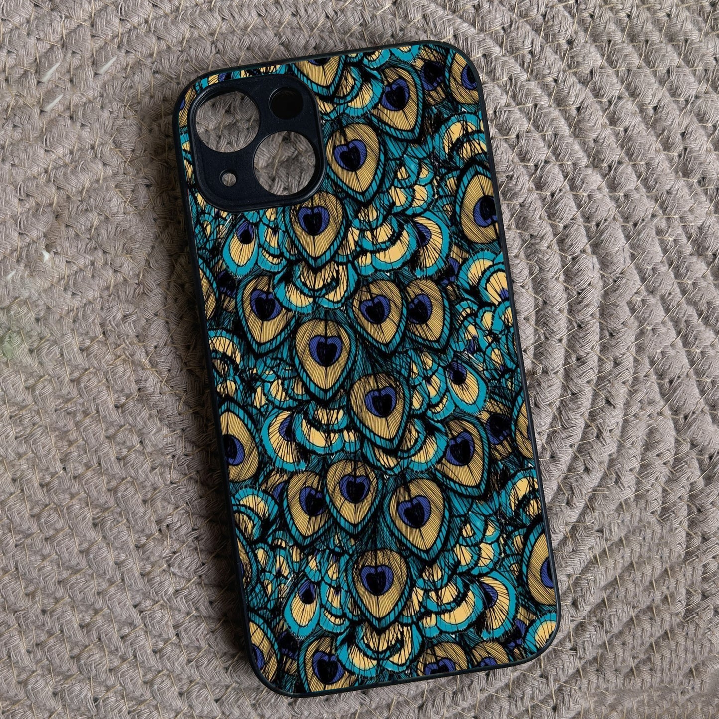 Peacock Feathers Metal Back Case for Apple Iphone 14