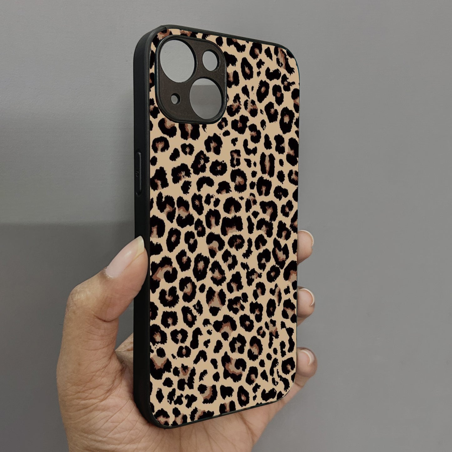 Cheetah Print Metal Back Case for Apple Iphone 14