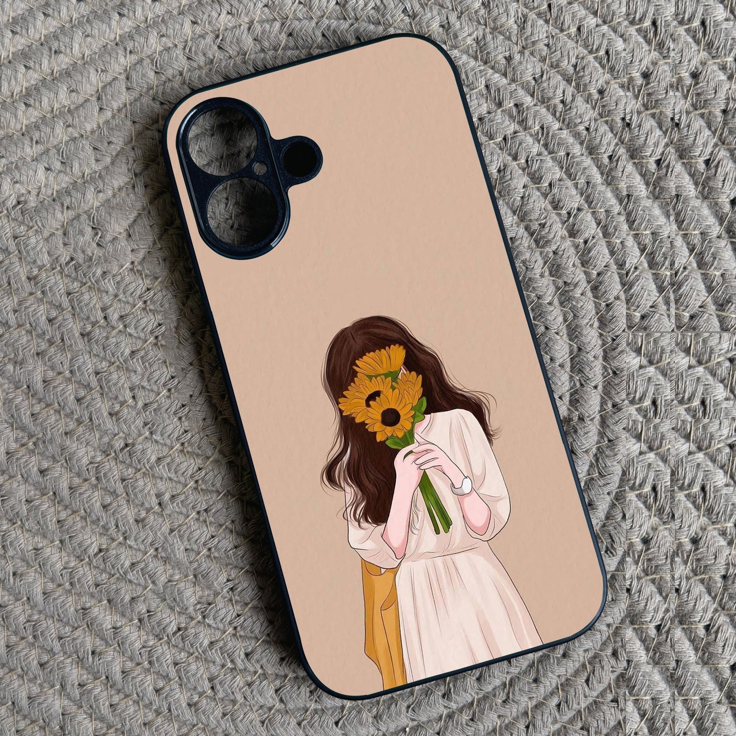 Sunflower Serenity Metal Back Case for Apple Iphone 16