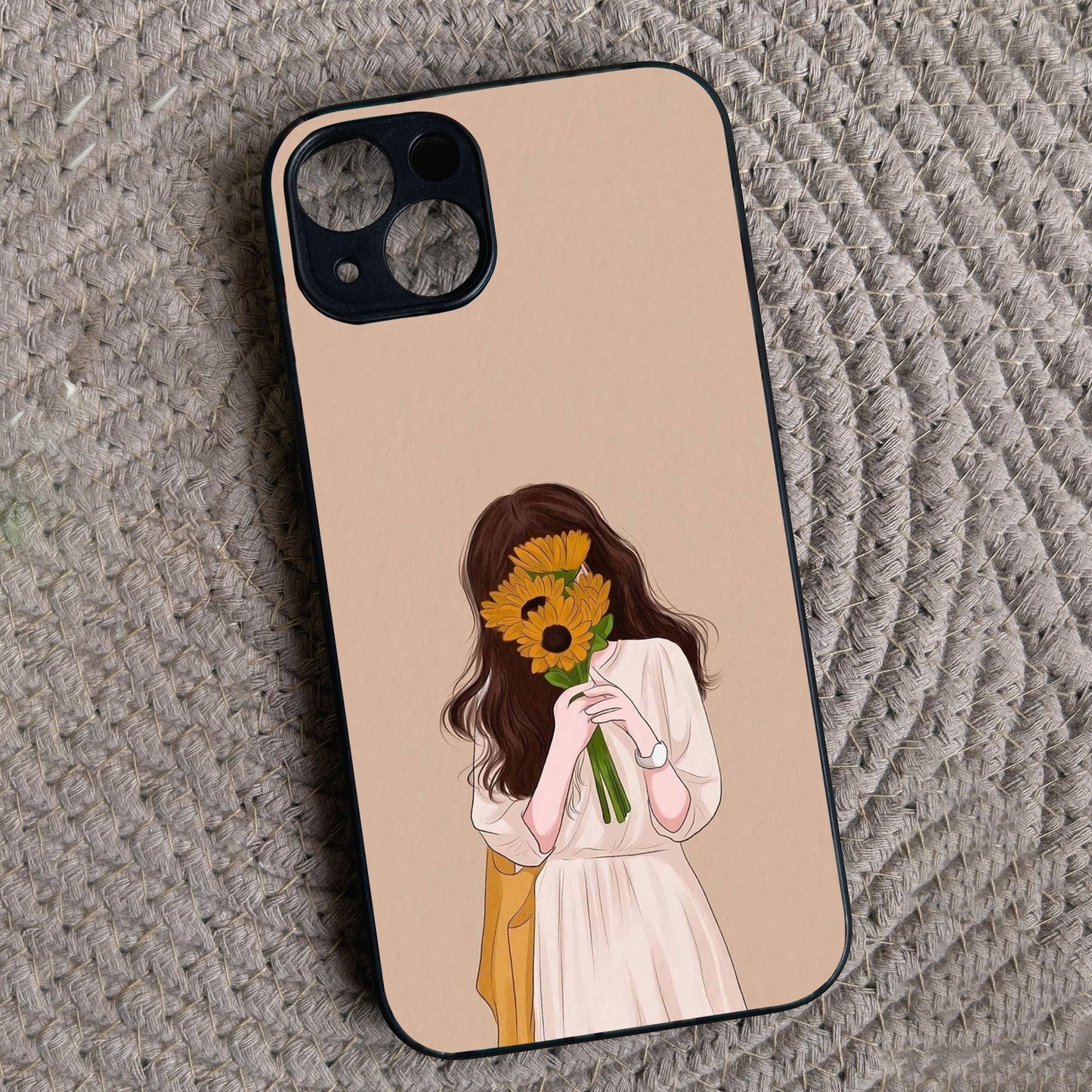 Sunflower Serenity Metal Back Case for Apple Iphone 15 Plus