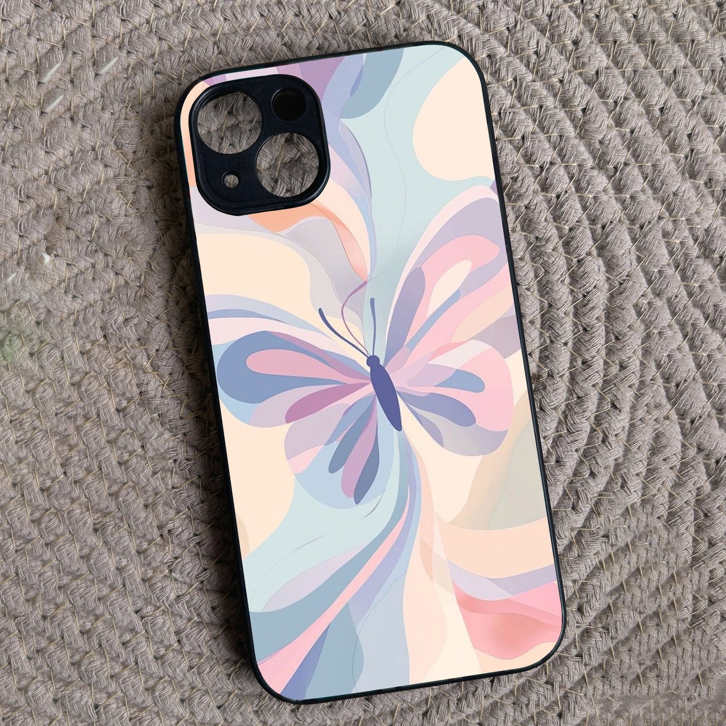Artistic Butterfly Metal Back Case for Apple Iphone 15 Plus