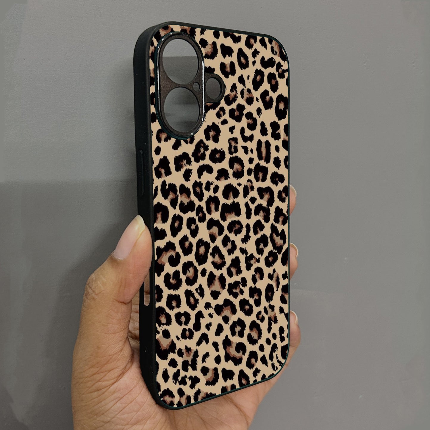 Cheetah Print Metal Back Case for Apple Iphone 16