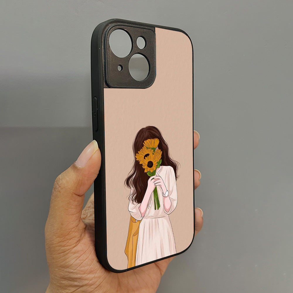 Sunflower Serenity Metal Back Case for Apple Iphone 15