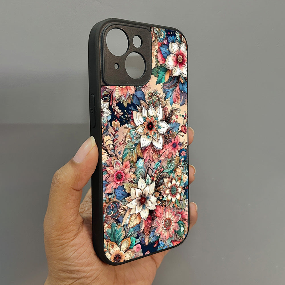 Floral Rush Metal Back Case for Apple Iphone 15