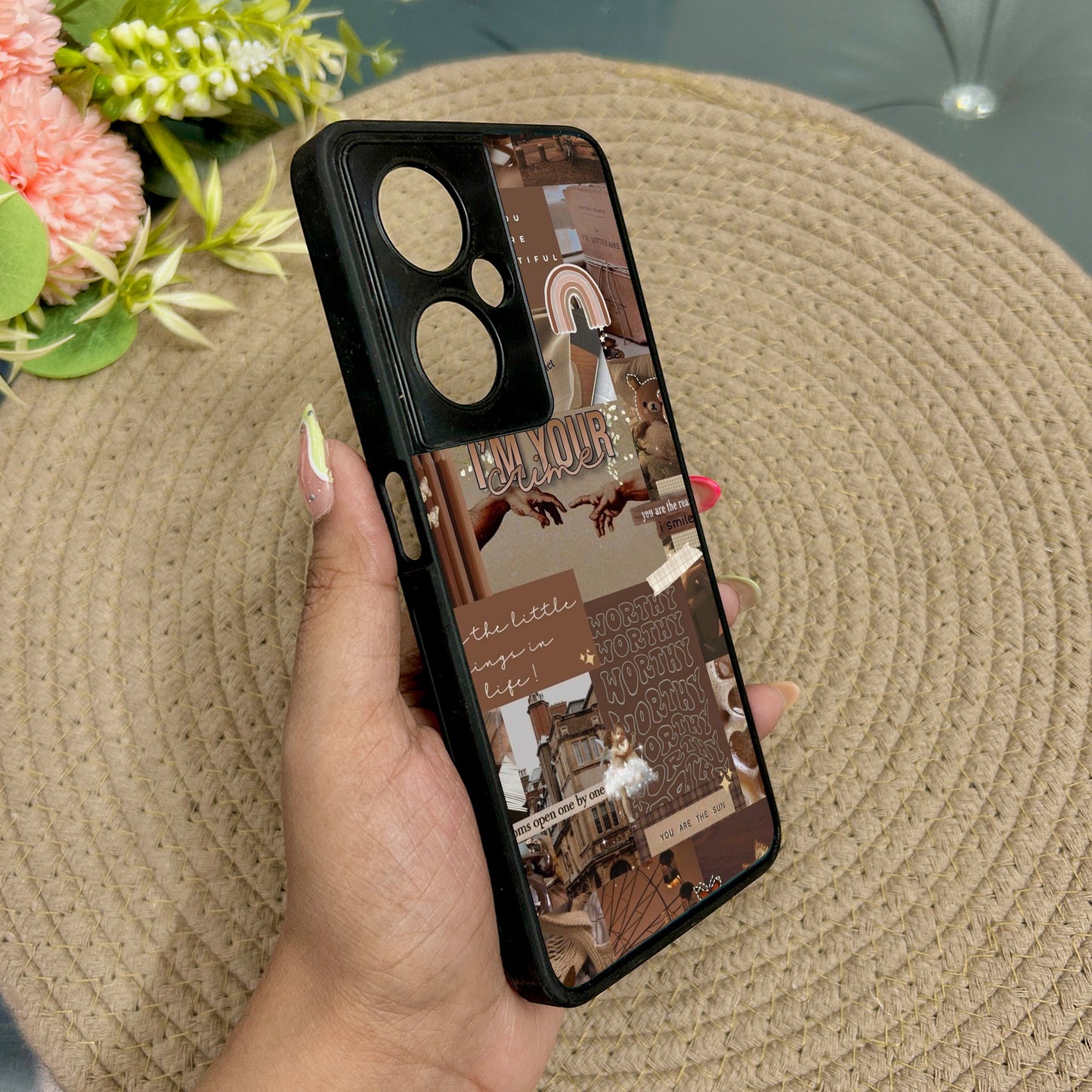 Aesthetic Brown Collage Metal Back Case for Oneplus Nord CE 3 Lite (5G)