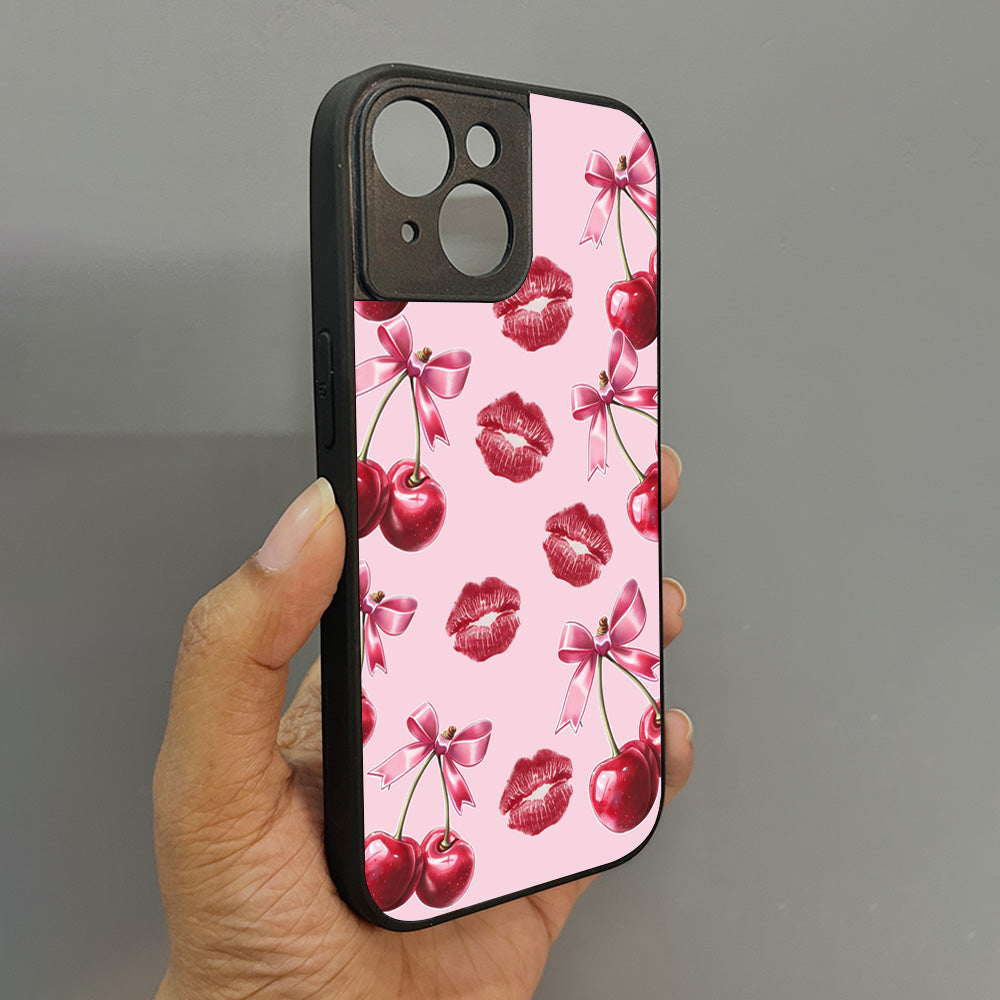Cherry Lips Metal Back Case for Apple Iphone 15
