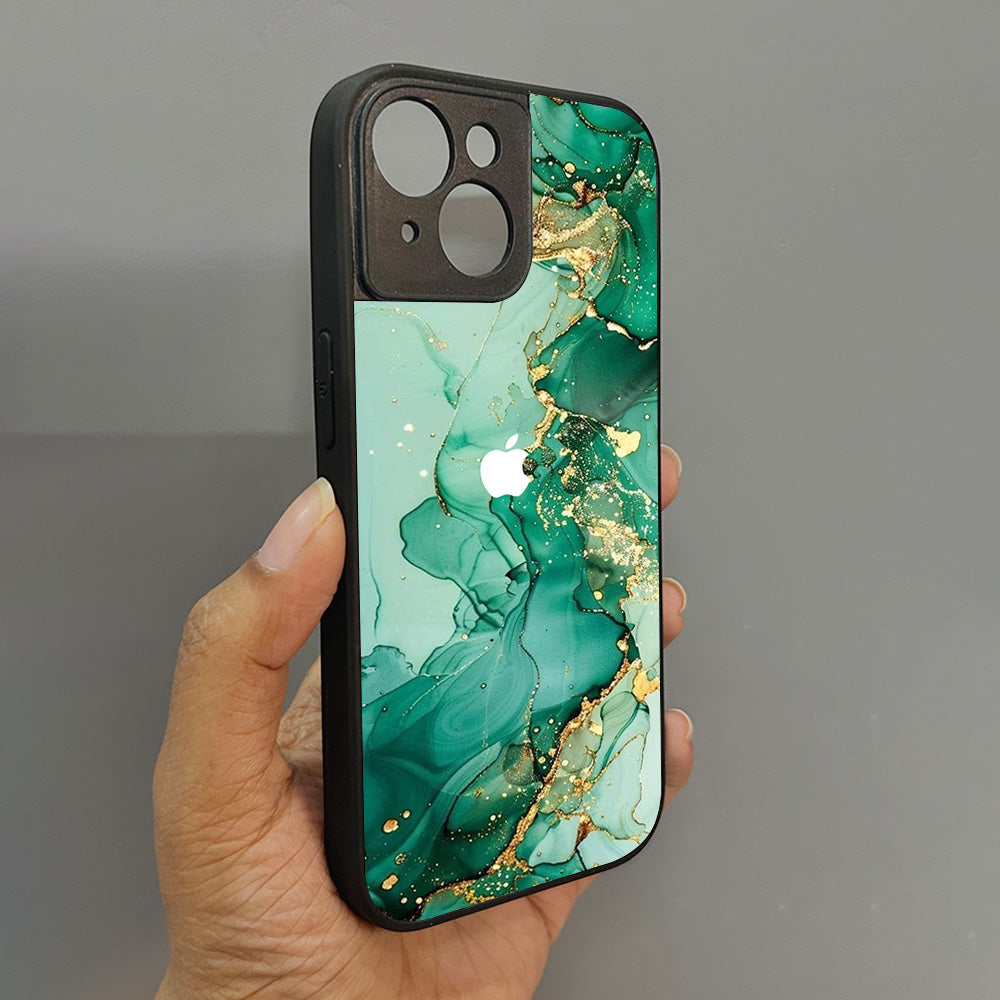 Jade Swirl Metal Back Case for Apple Iphone 15