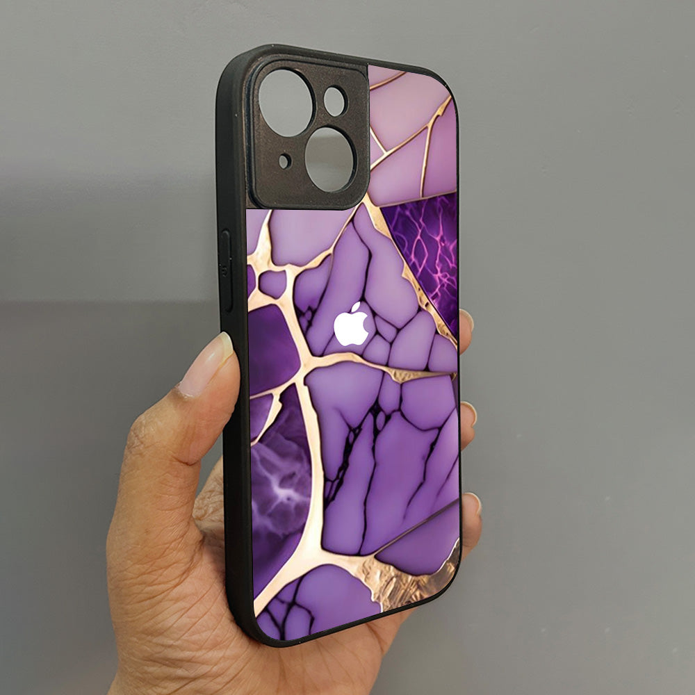 Violet Shatter Metal Back Case for Apple Iphone 15