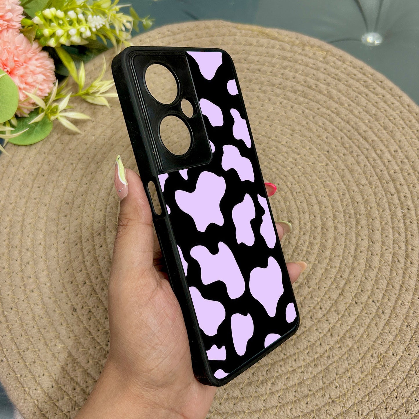 Lavender Cow Print Glossy Metal Back Case for Oneplus Nord CE 3 Lite (5G)