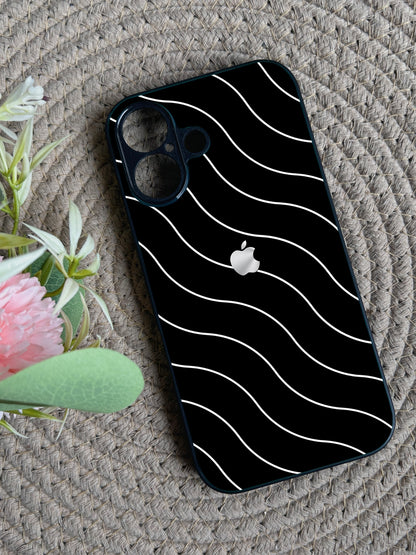 Black Curvio Metal Back Case for Apple Iphone 16