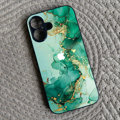 Jade Swirl Metal Back Case for Apple Iphone 16