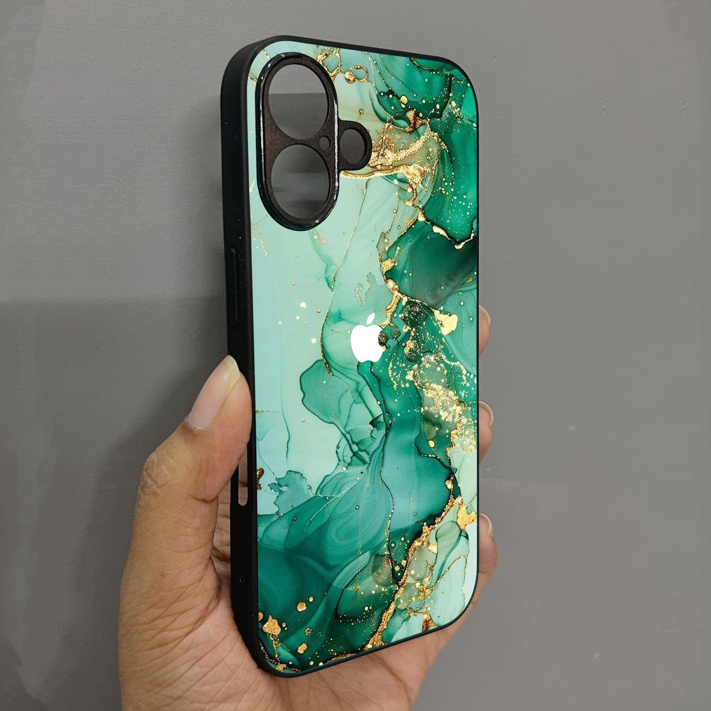 Jade Swirl Metal Back Case for Apple Iphone 16