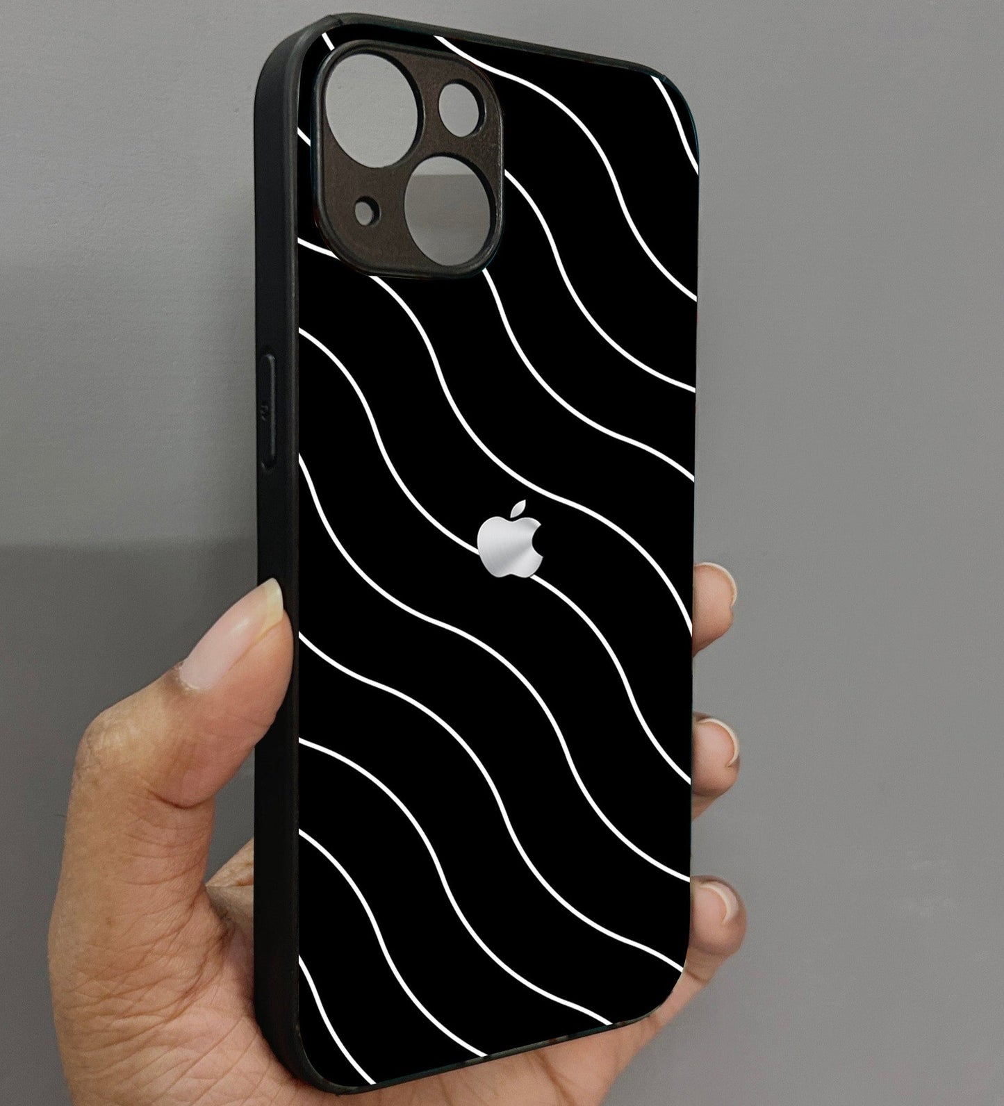 Black Curvio Metal Back Case for Apple Iphone 13