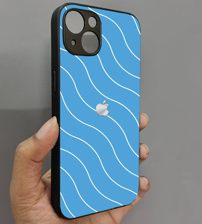 Blue Curvio Metal Back Case for Apple Iphone 14