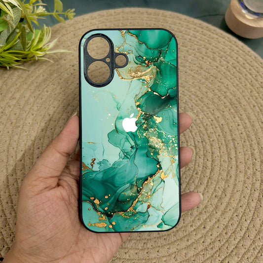 Jade Swirl Metal Back Case for Apple Iphone 16