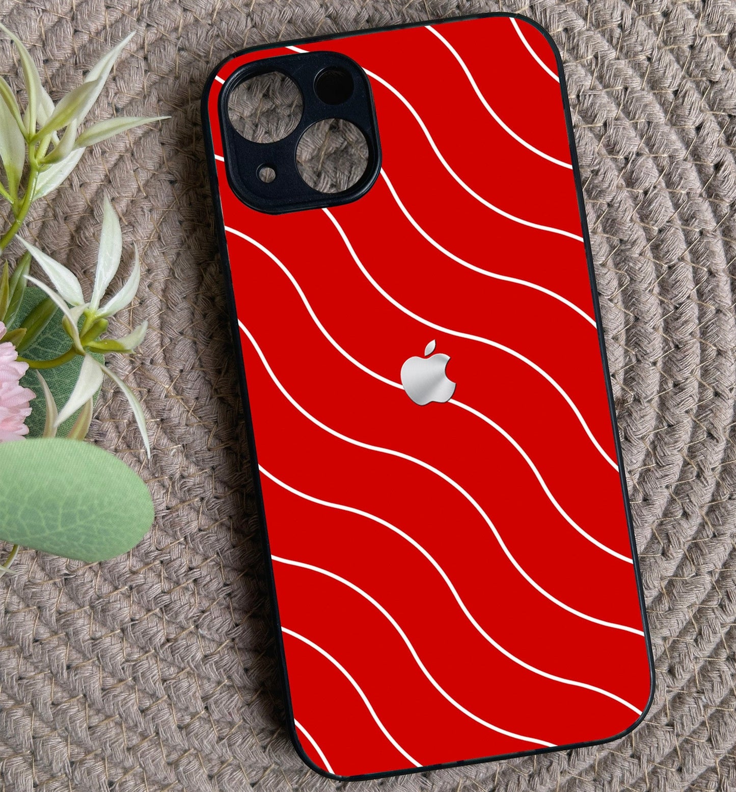 Red Curvio Metal Back Case for Apple Iphone 13