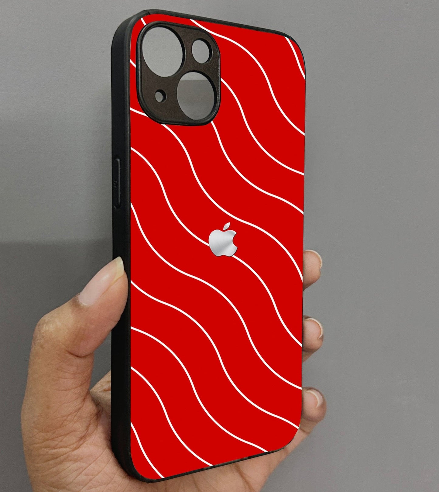 Red Curvio Metal Back Case for Apple Iphone 15