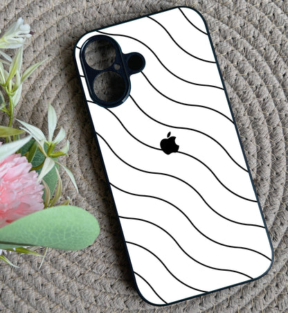 White Curvio Metal Back Case for Apple Iphone 16