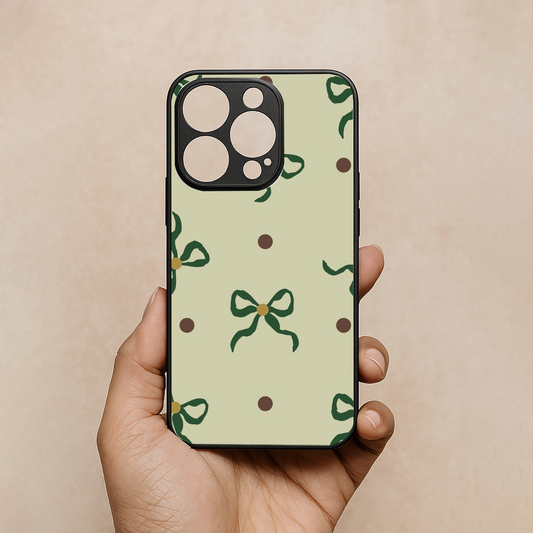 Matcha Bow Metal Back Case for Apple Iphone 13 Pro