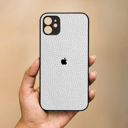 White Leather Metal Back Case for Apple Iphone 11