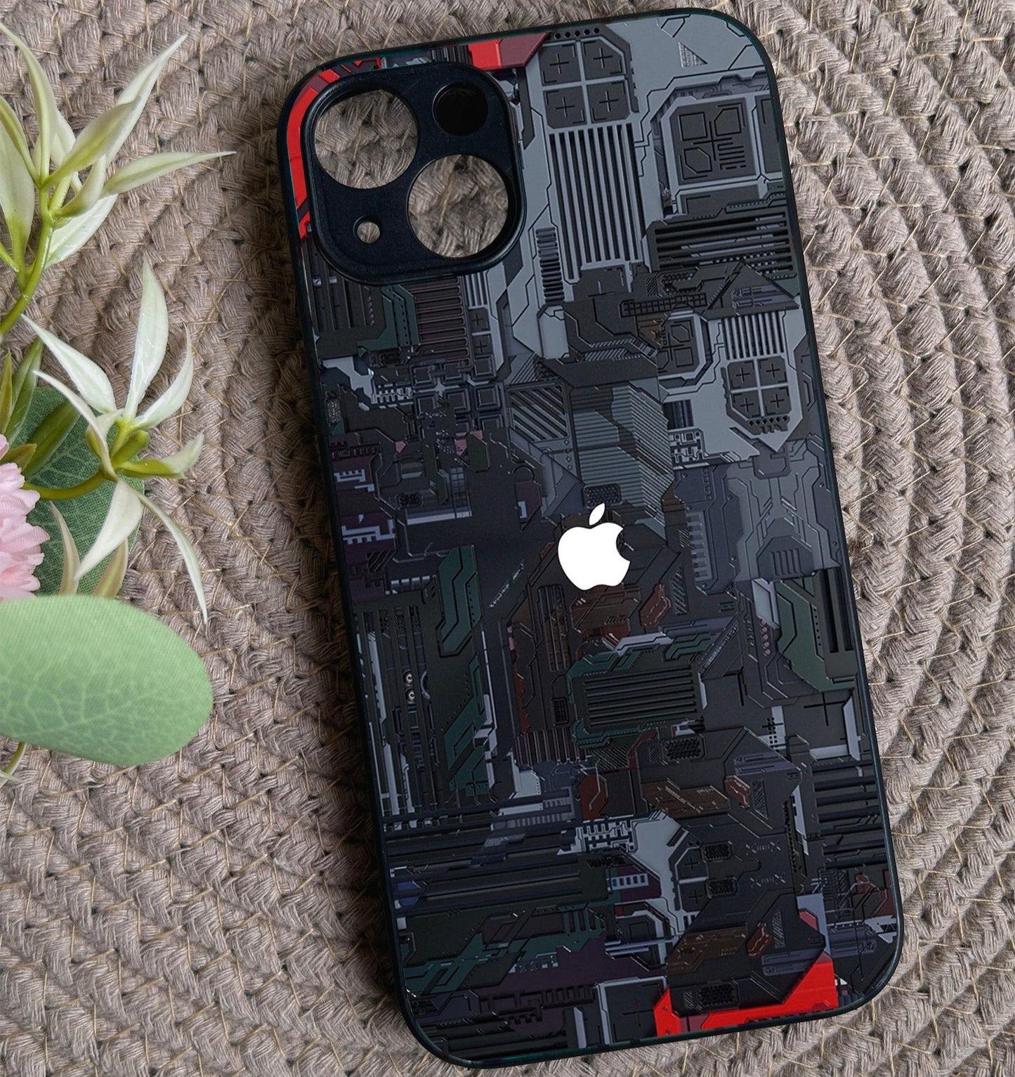 Circuit Crush Glossy Metal Back Case for Apple Iphone 15 Plus