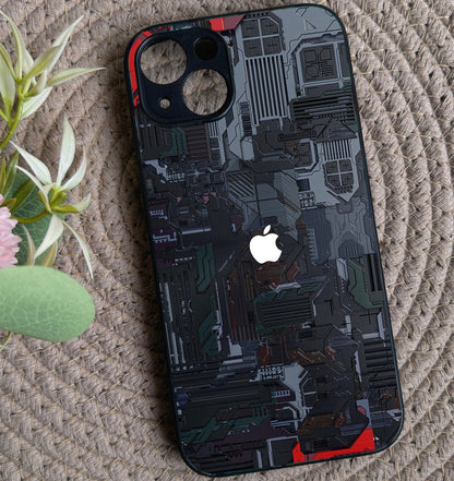 Circuit Crush Glossy Metal Back Case for Apple Iphone 15 Plus