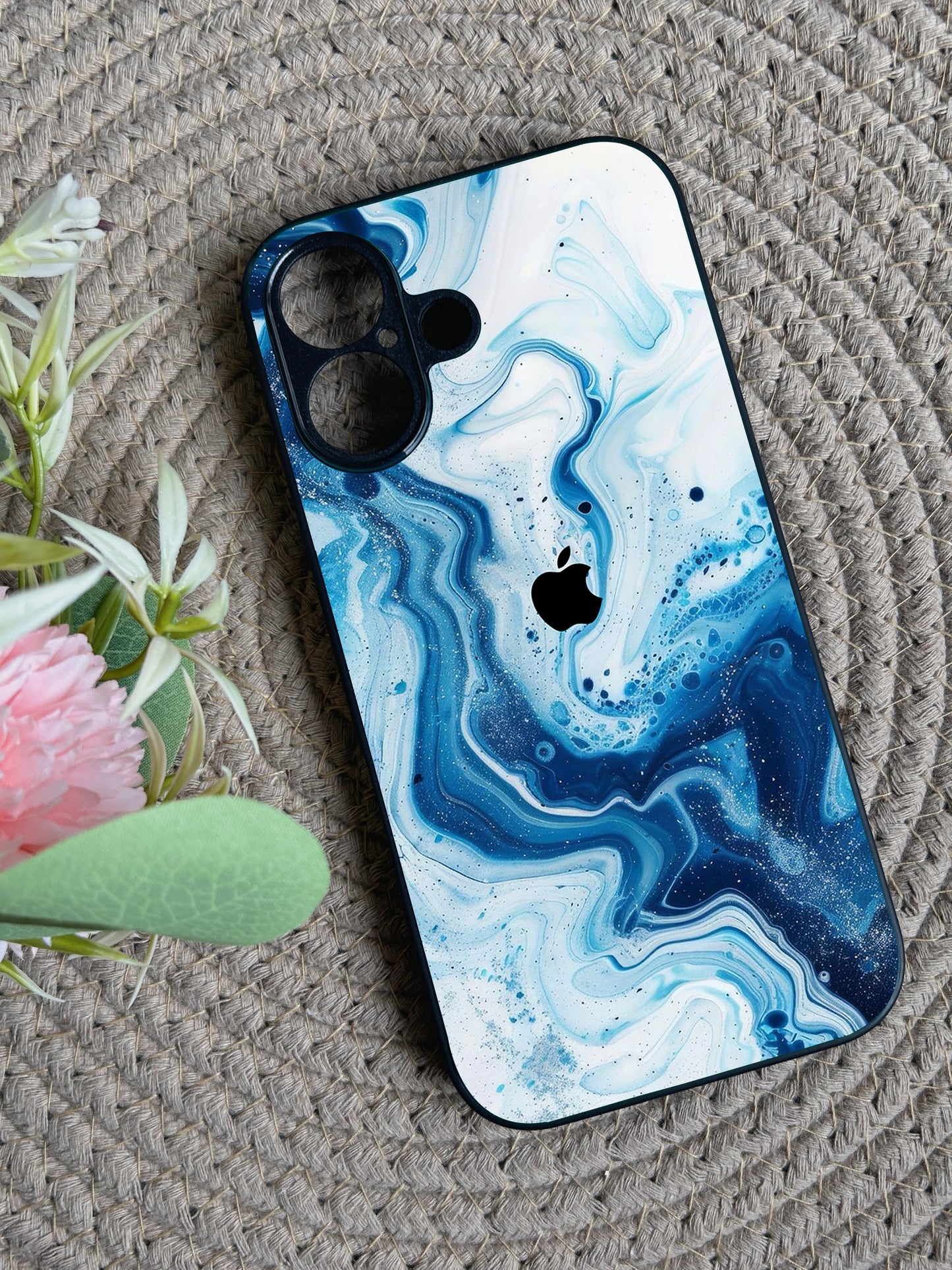 Glacier Wave Glossy Metal Back Case for Apple Iphone 16