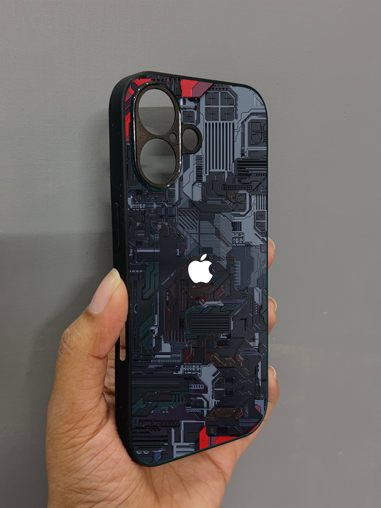 Circuit Crush Glossy Metal Back Case for Apple Iphone 16