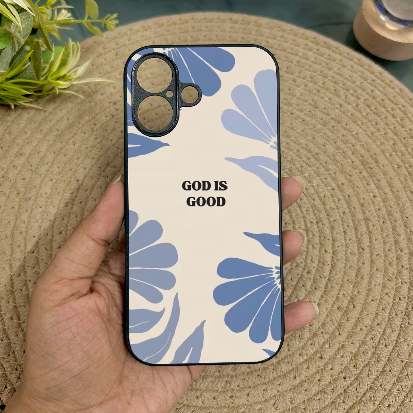 God Is Good' Glossy Metal Back Case for Apple Iphone 16