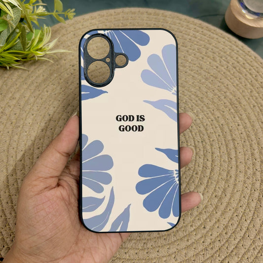 God Is Good' Glossy Metal Back Case for Apple Iphone 16
