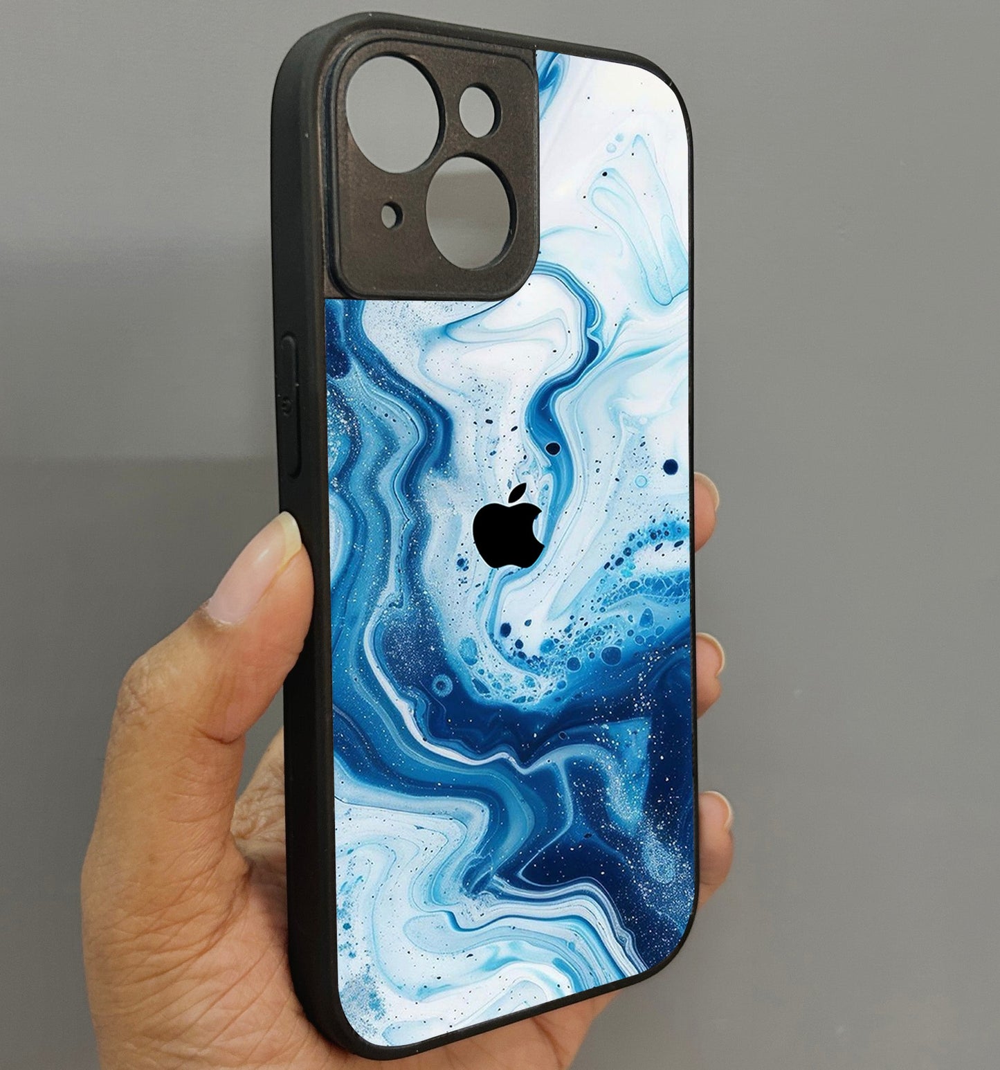 Glacier Wave Glossy Metal Back Case for Apple Iphone 15