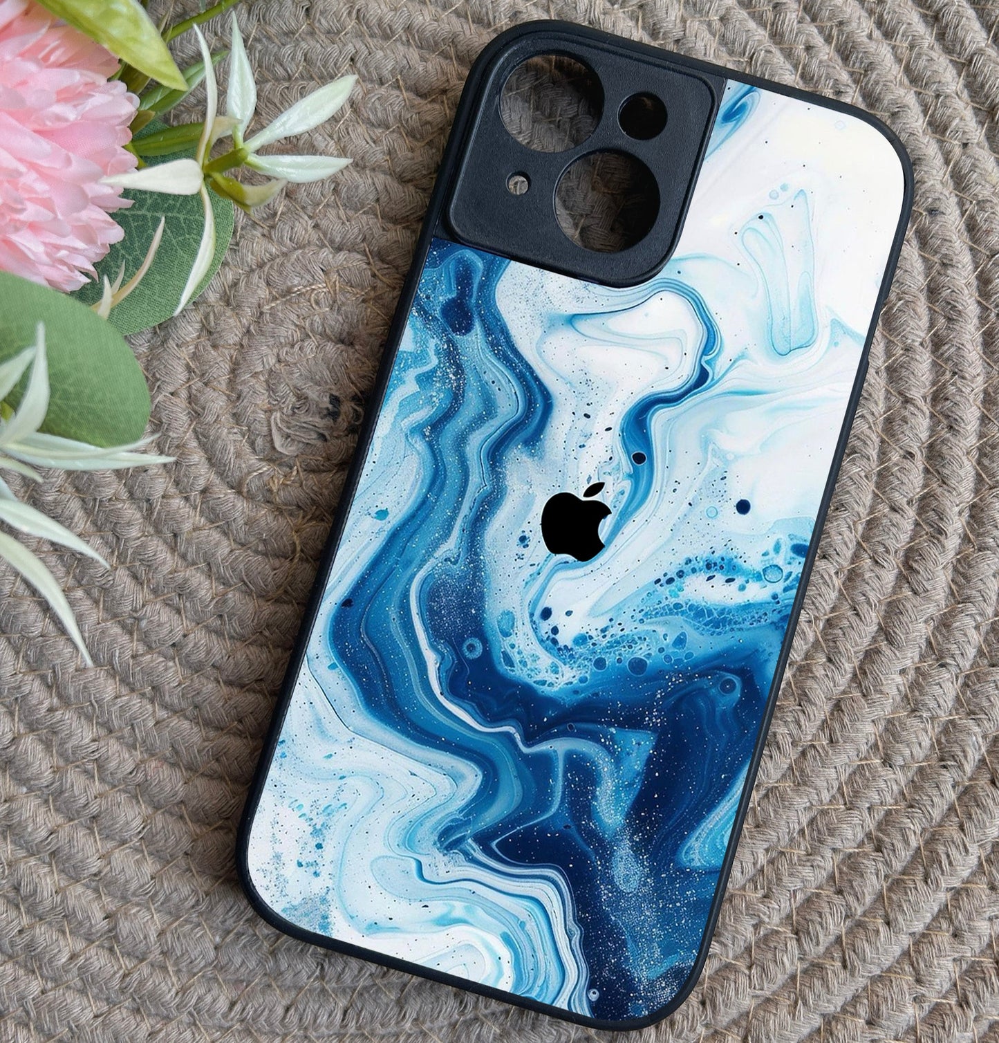 Glacier Wave Glossy Metal Back Case for Apple Iphone 15