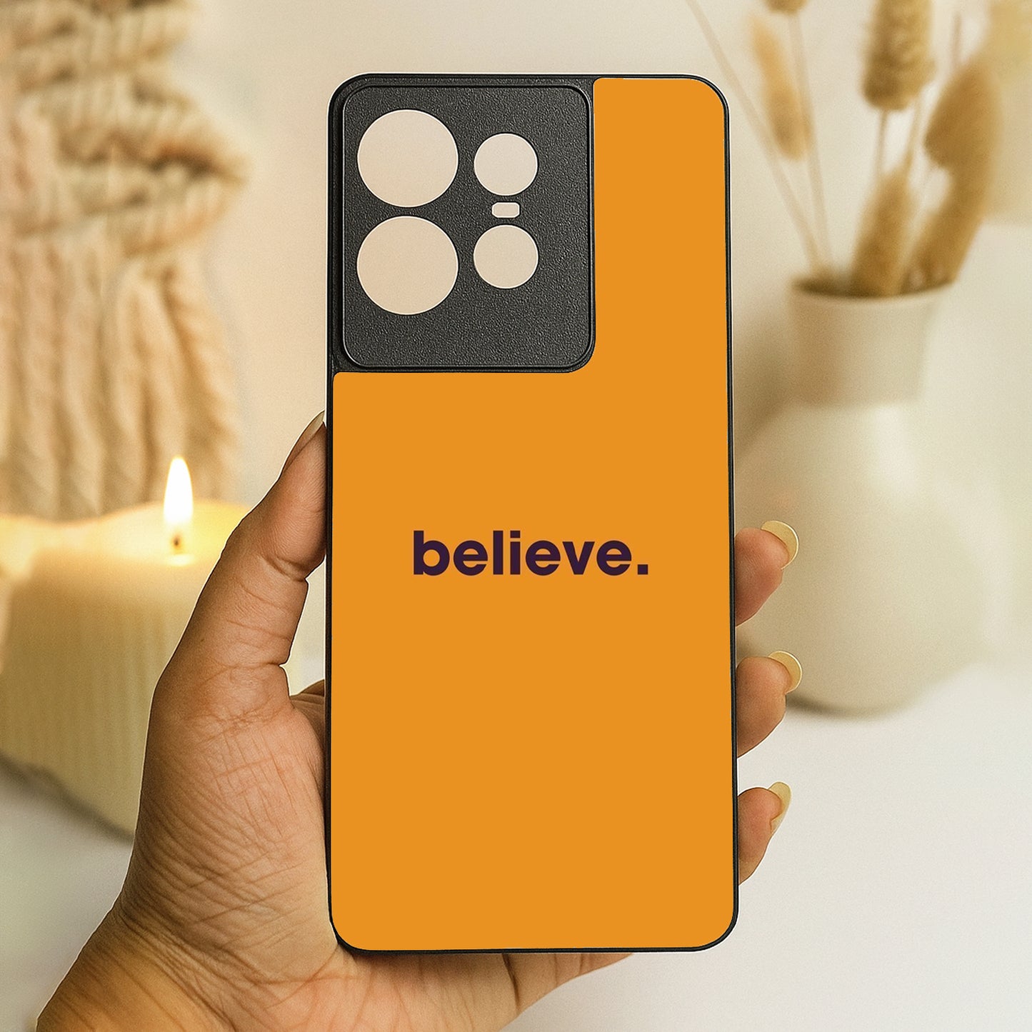 believe' Metal Back Case for Moto Edge 50 pro