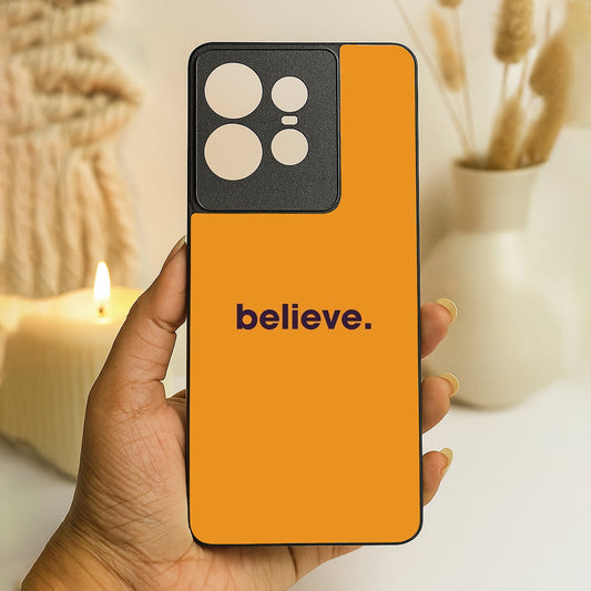 believe' Metal Back Case for Moto Edge 50 pro