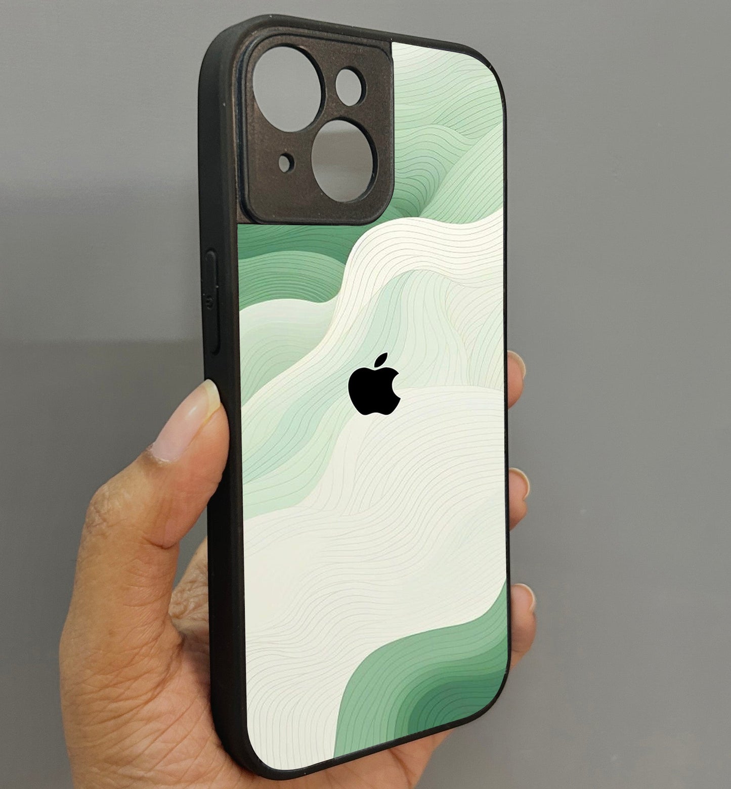 Mint Mist Glossy Metal Back Case for Apple Iphone 15