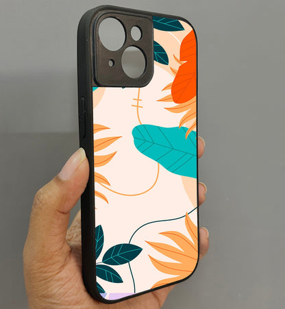 Leafy Vibe Glossy Metal Back Case for Apple Iphone 15