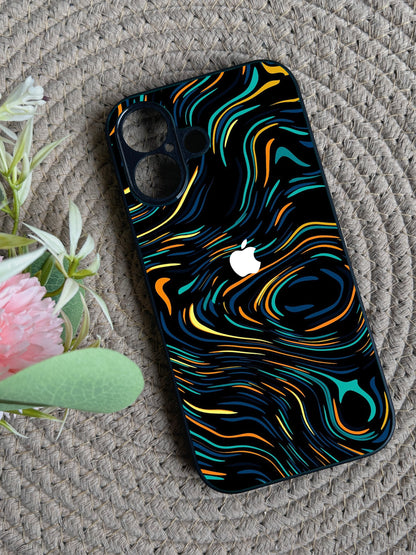 Glow Lines Glossy Metal Back Case for Apple Iphone 16