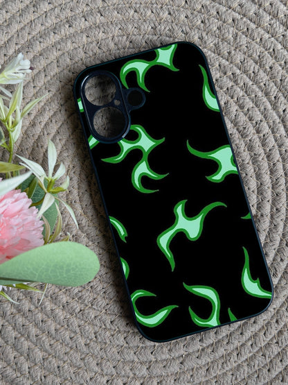 Neon Fire Glossy Metal Back Case for Apple Iphone 16