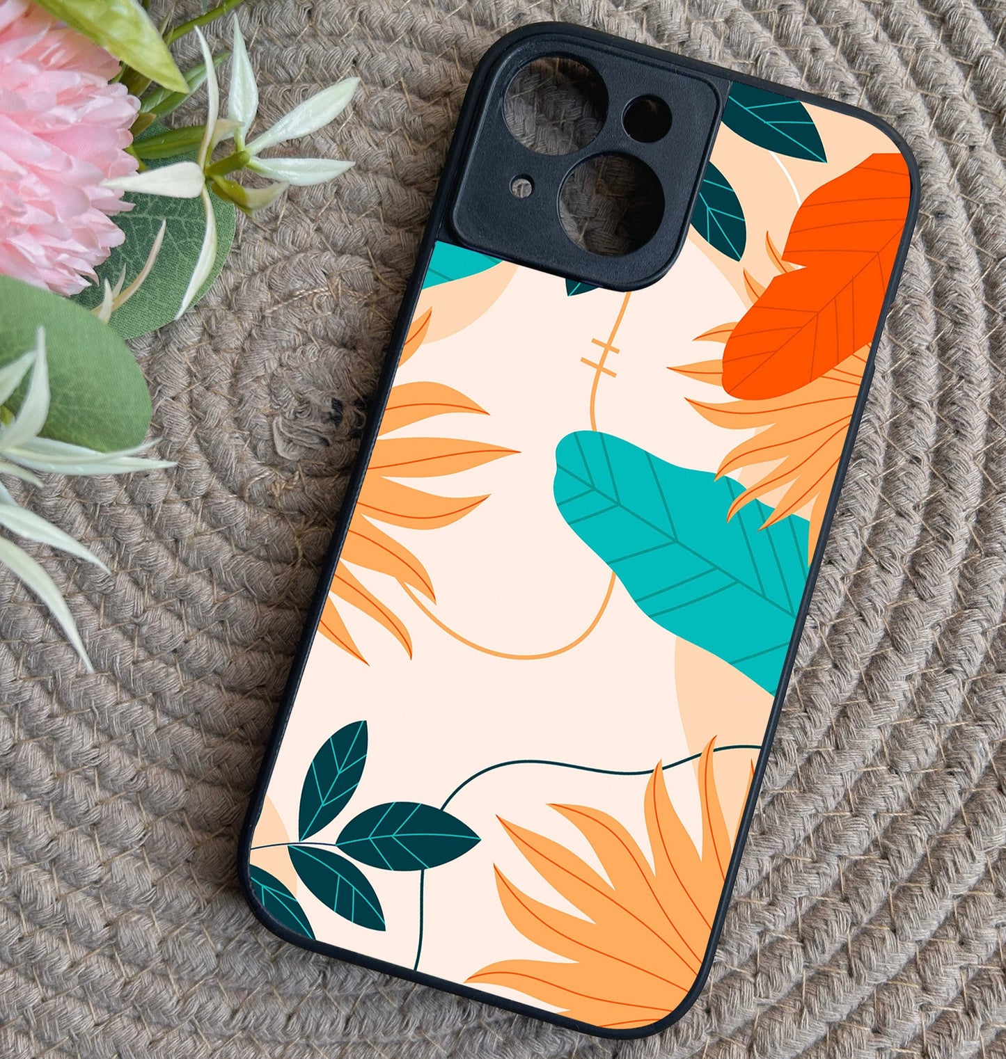 Leafy Vibe Glossy Metal Back Case for Apple Iphone 15