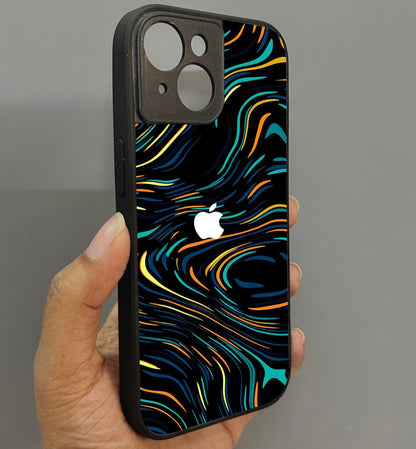 Glow Lines Glossy Metal Back Case for Apple Iphone 15