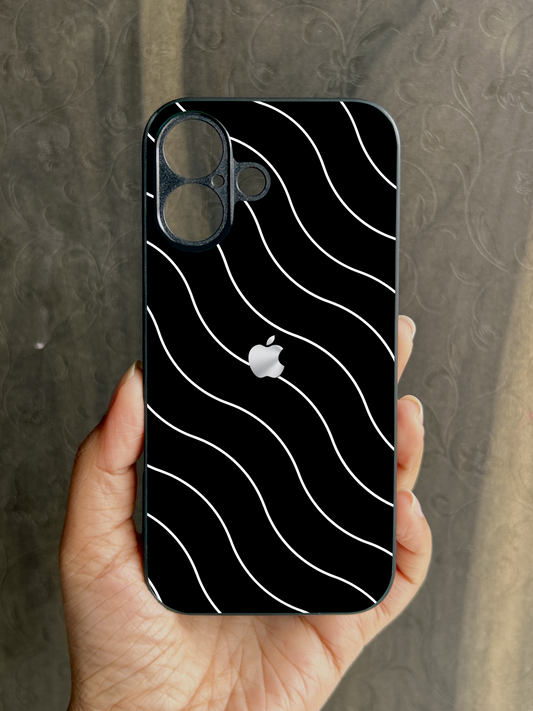 Black Curvio Metal Back Case for Apple Iphone 16